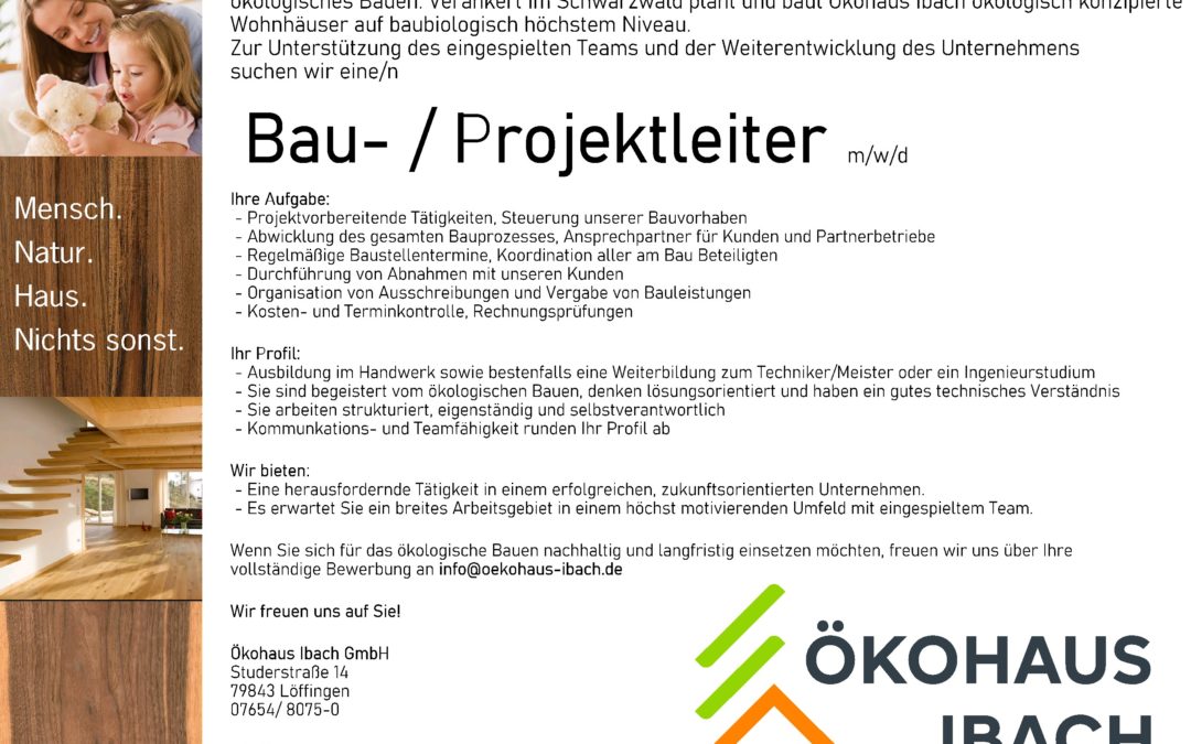 Wir stellen ein: Bau-/Projektleiter m/w/d