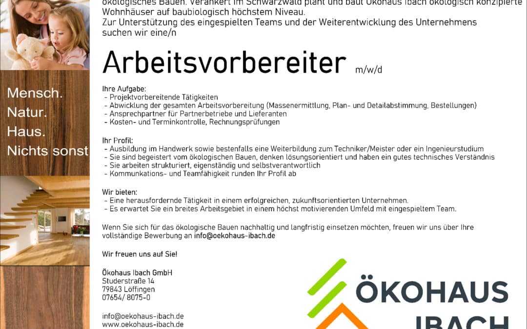 Wir stellen ein: Arbeitsvorbereiter m/w/d